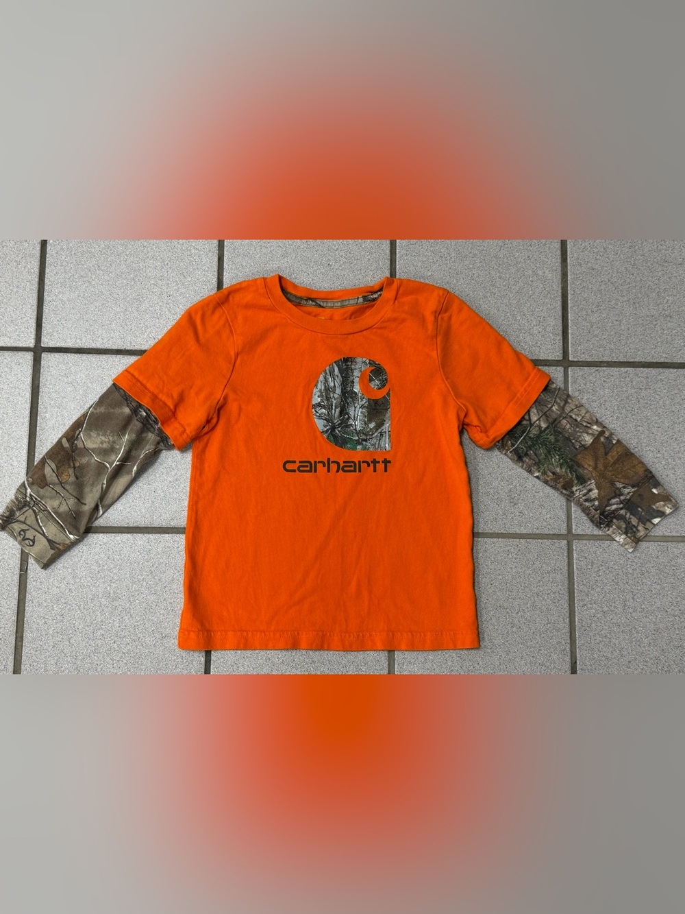 Carhartt Boys 4T Orange Realtree Camo Layered Long Sleeve Shirt
